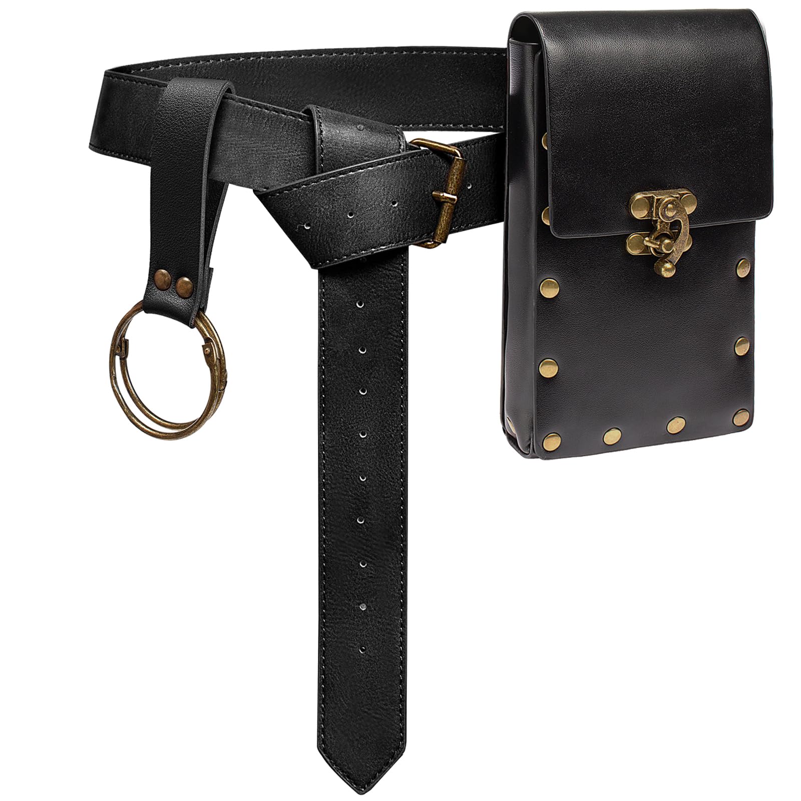 4 STUKS/1 STUK Middeleeuwse Cosplay Lederen Riem Koperen Munt Taille Tas Renaissance Jurk Stoom Riem Rollenspel Halloween Riem Set Cosplay One Size