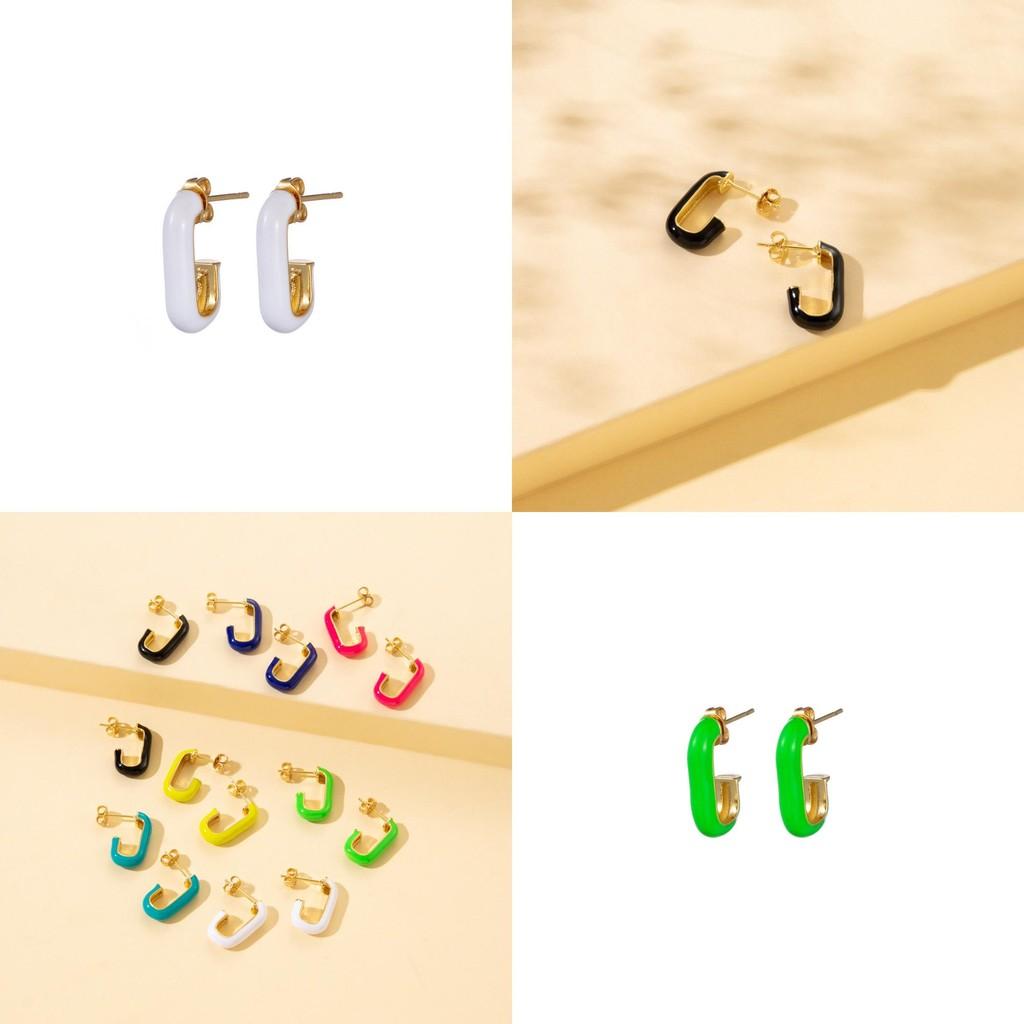 Trendy Alloy Geometric J-shaped Earrings For Women Fashionable And Colorful