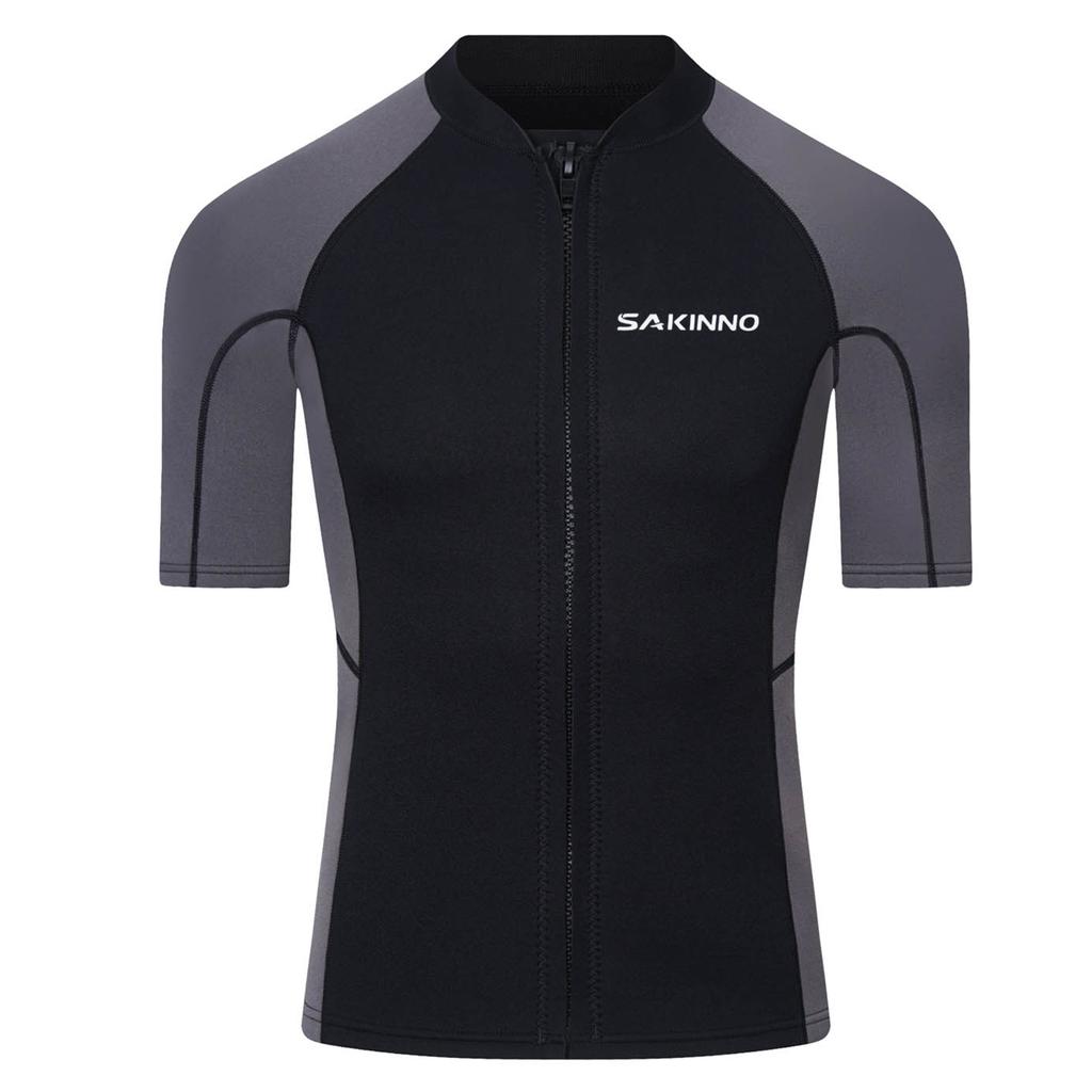 Mens Wetsuit Top Short Sleeve 2mm Neoprene Zip Up Jacket Swimming Snorkeling Diving Surfing Gear