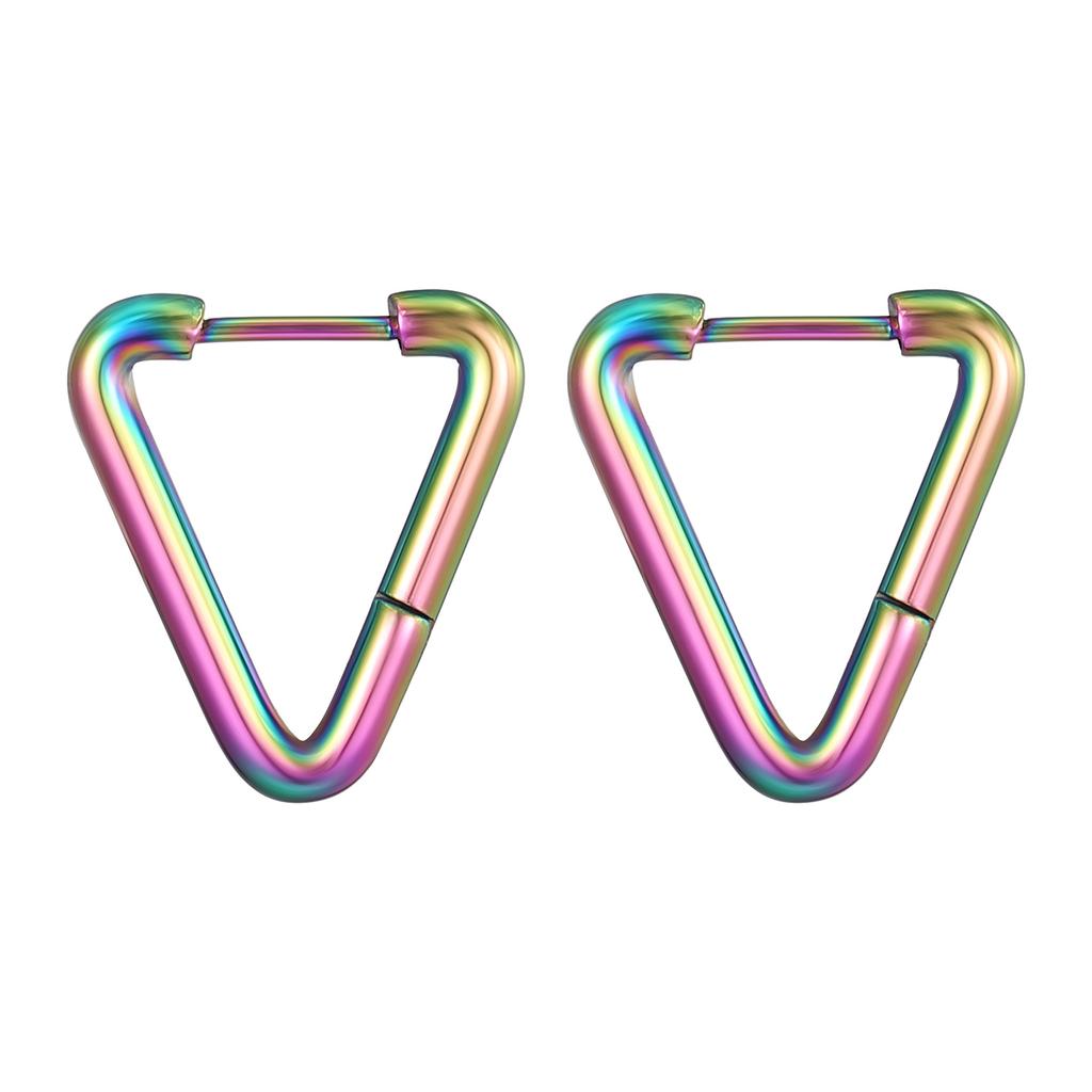 Round Wire Triangular Stainless Steel Ear Buckle Personalized Trend Unisex Titanium Steel Special-shaped Earrings