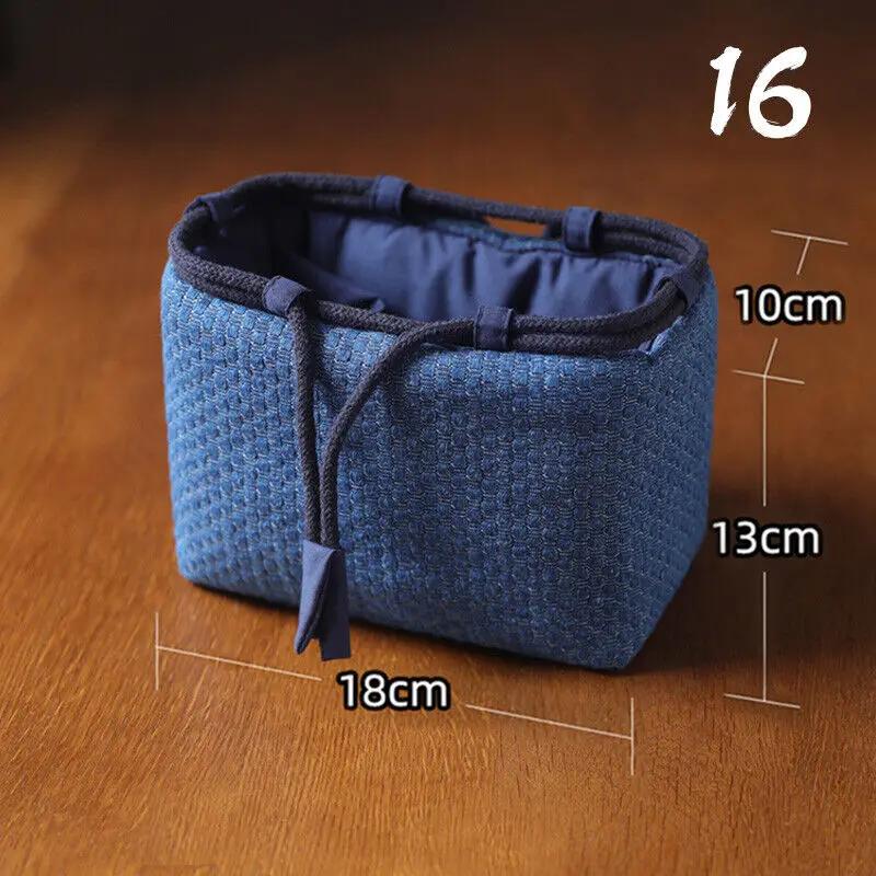 Teacup Bag Portable Travel Tea Set Storage Bag Tea Pots Four Or Six Cups Large Cloth Bag Outdoor Organizer Denim Organizer