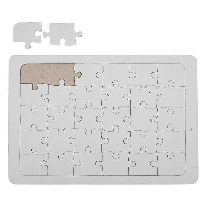 Lot de 3 puzzles blancs à décorer - GENERIQUE - 30 pièces 15 x 21 cm - Pour enfants