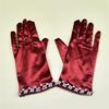 Short Gloves with Beaded Cuffs Bachelorette Party Stage Performances Handwear