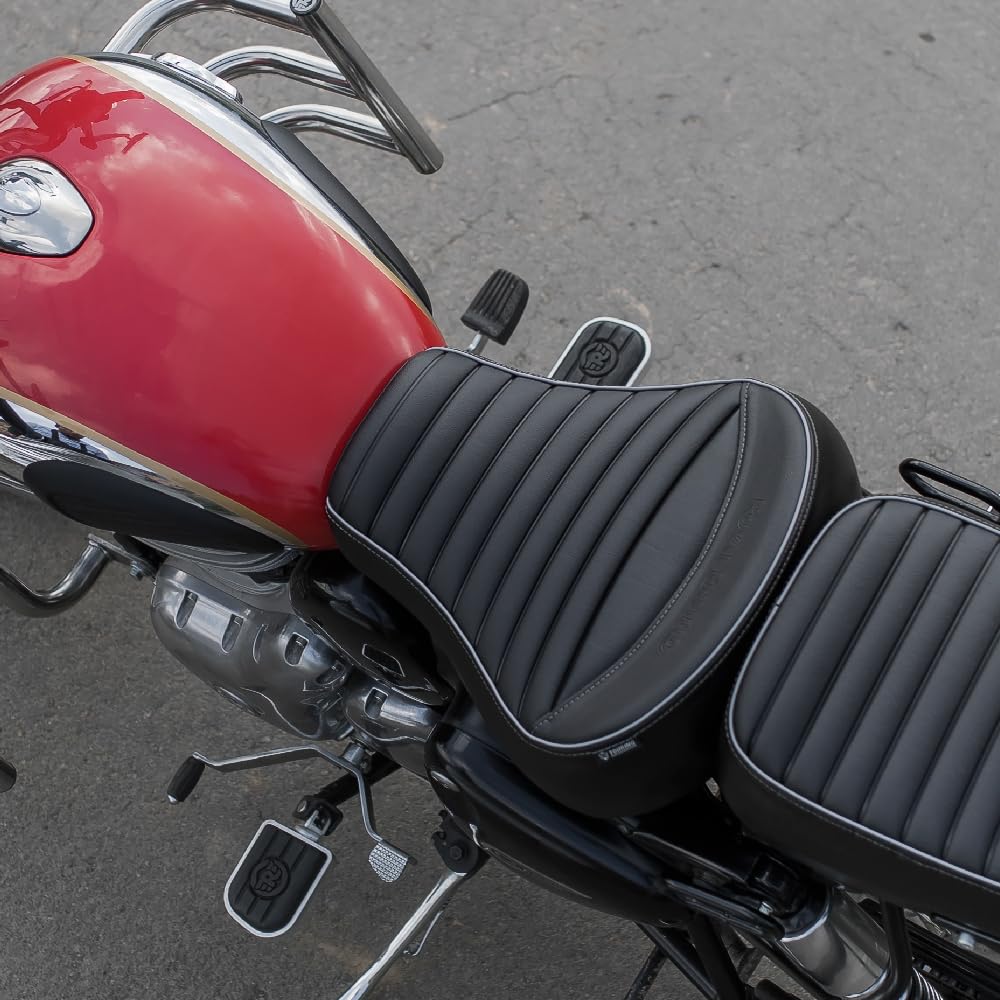 Royal Enfield "New Classic 350 Reborn Black Touring Rider & Passenger Seat"