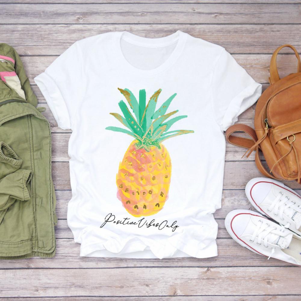 Colored Cartoon Fruit Tshirts  Avocado and Pineapple Tshirts Plussize Casual Tshirt Daily Streetwear Women Casual Tops