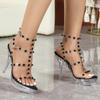 12.5cm Platform Sandals Transparent Crystal Stiletto Rivet Nightclub Women Shoes LFD-19876-Q2