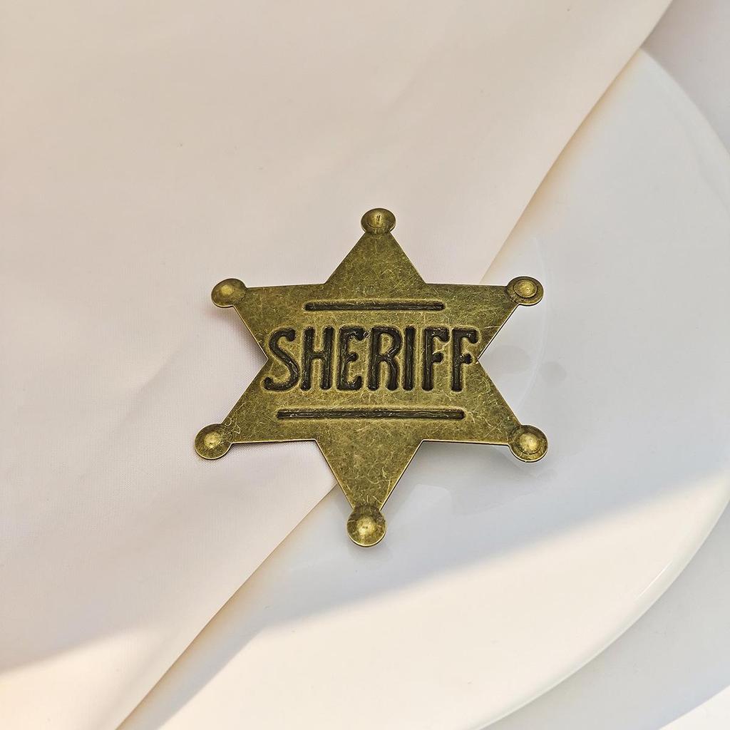 European & American Creative Police Badge Brooch - Retro Six-Pointed Star Medal Pin for Clothing Accessories