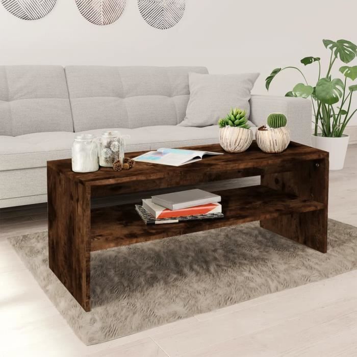 VidaXL Table basse Chêne fumé 100x40x40 cm Bois d'ingénierie 815255
