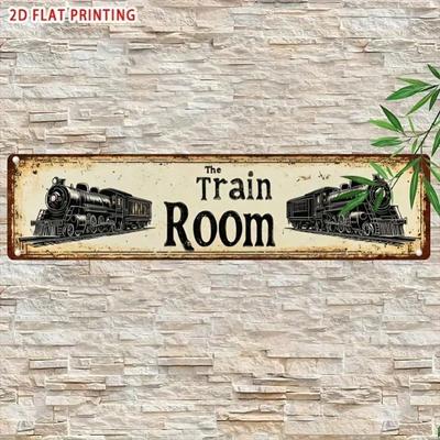 Plaque Métallique Rétro 10x40 cm Décor Mural Train Pour Maison Bar Café Garage