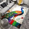 Colorful Peacock Printed Carpet with Floral Pattern for Home Decor Suitable for Use As an Anti-slip for Living Room Bedroom Sofas