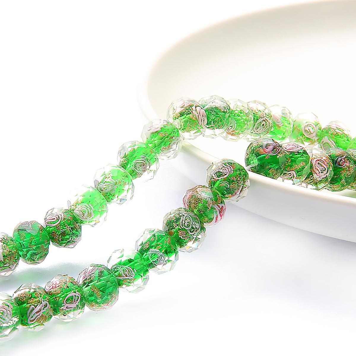 

10 шт./пакет, 8/10/12 мм, муранское прозрачное стекло, бусины лэмпворк для изготовления ювелирных изделий, женский браслет «сделай сам», цветок, рондель, граненые бусины 12mm зелёный