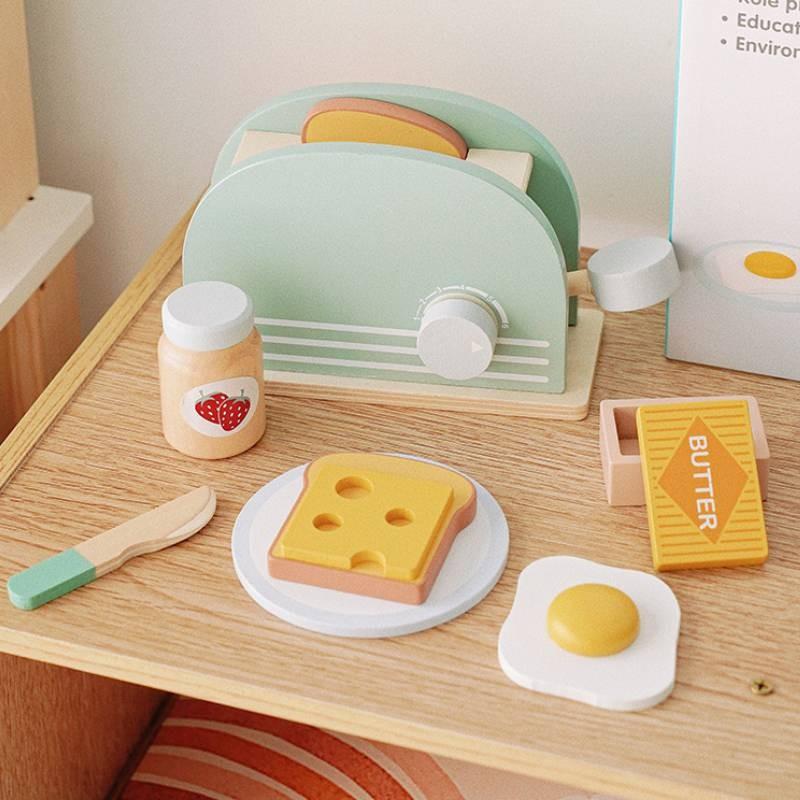 Toy Wooden Green Bread Maker For Childrens Simulated Cooking And Daily Gift