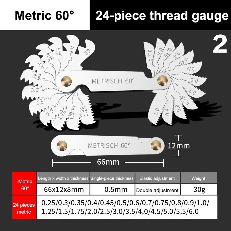 55/60 Degree Thread Plug Gauge Carbon Steel Measuring Tool Metric Imperial Gear Tooth Screw Pitch Gauges Tap Thread Measurement