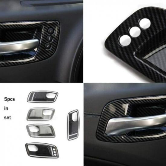 Carbon Fiber Inner Door Handle Bowl Cover Trim Accessories for Dodge Charger 11+