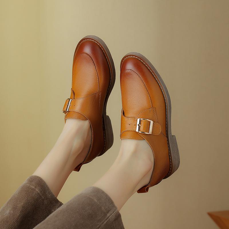 Low Heels Women Pumps Round Toe 2024 Spring Summer New Genuine Leather Quality Concise Shoes Woman Casual Office Lady Loafers