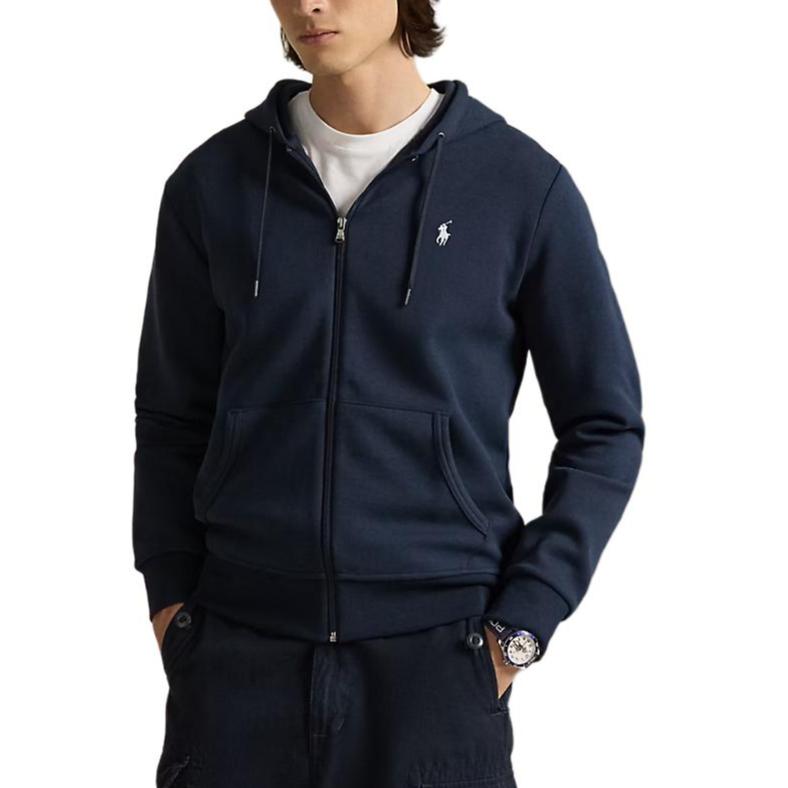 Polo Ralph Lauren Jednobarevná mikina s kapucí na zip s dlouhým rukávem a vyšívaným logem poníka Dámská mikina 211700350-002