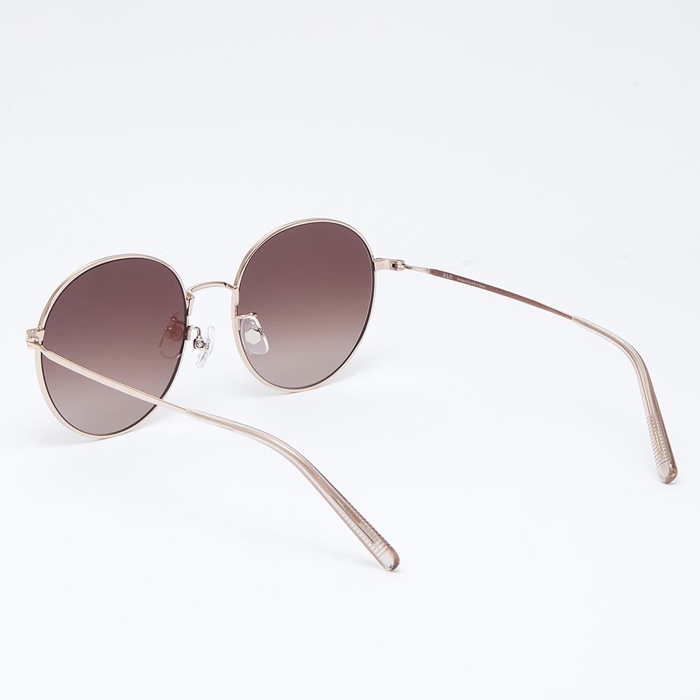 Alloaiweeo [Air Titanium] Al2502 2424G Air Titanium Round Rose Gold Sunglasses