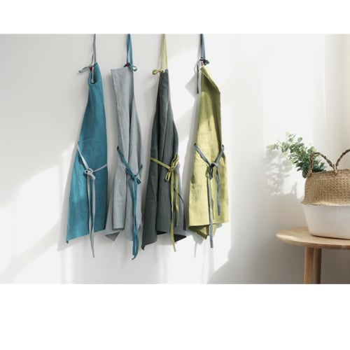 DXTOXS Linen Neck Scarf, Cafe Style, Simple, Stylish, Natural, Scandinavian Style, Solid Color, Covers the Buttocks, with Pocket, Unisex