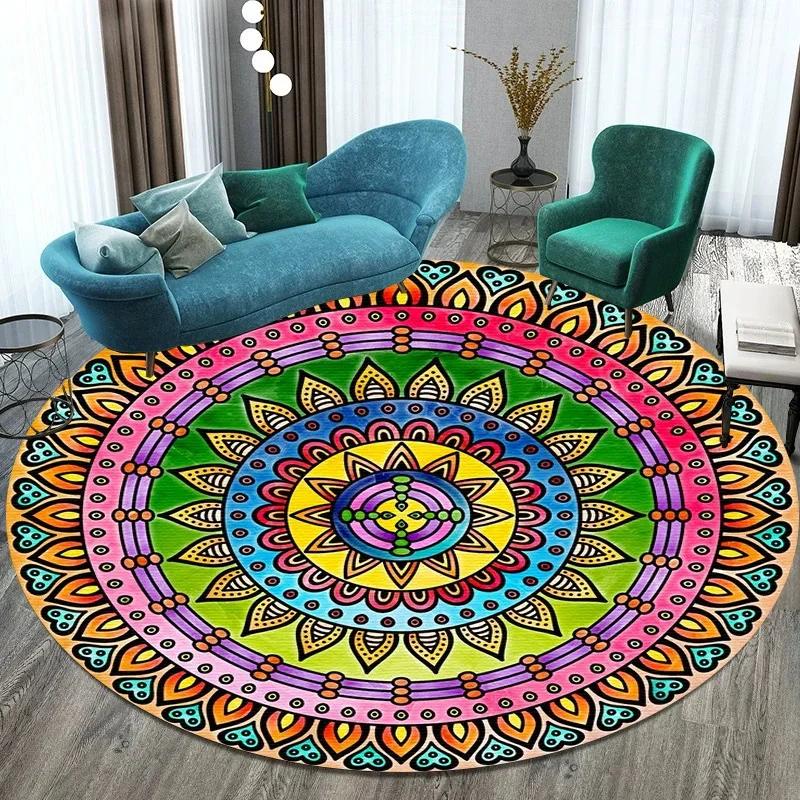 Bitcoin Round Carpet Anti-Slip Circle Area Rug Large for Home Living Room Floor Mat Bedroom Decor Chair Drum Rug Chair Doormat