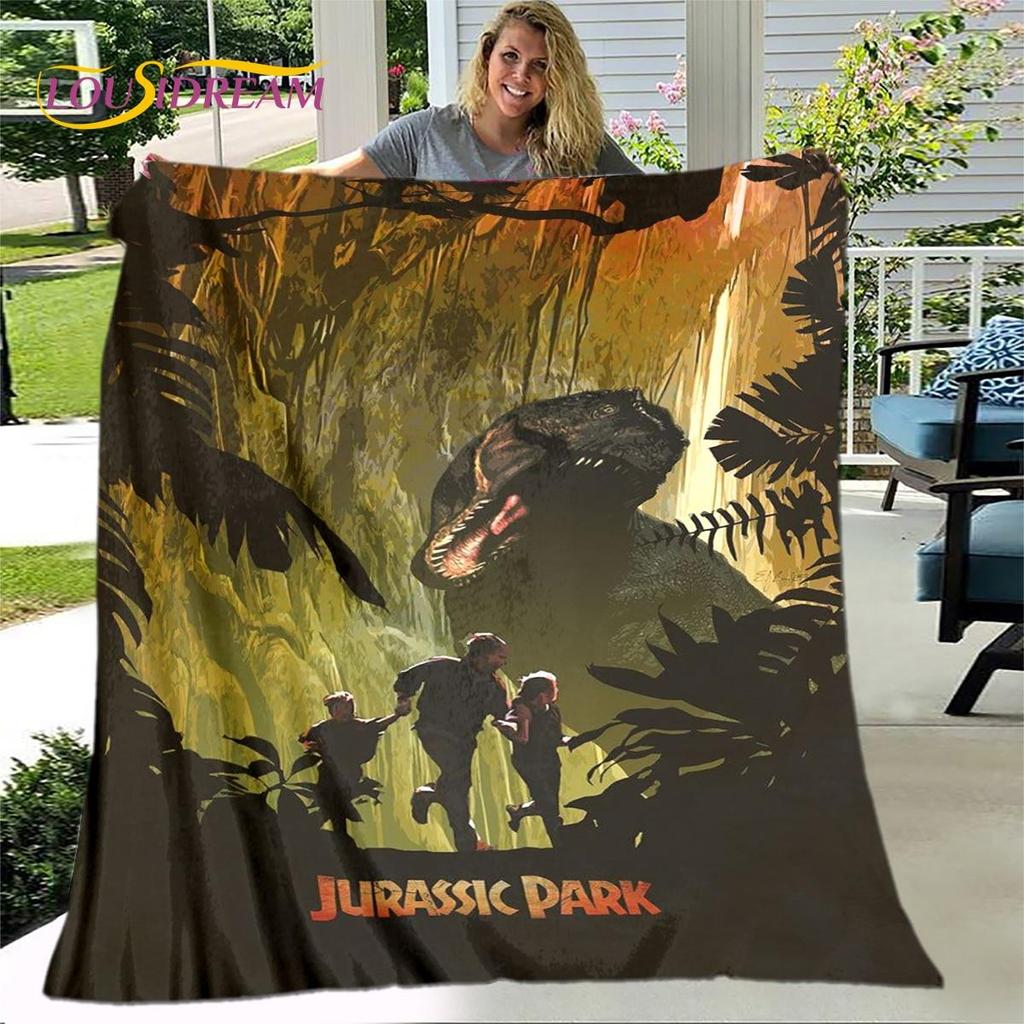 New Cartoon Jurassic Park Blanket,Flannel Blanket Throw Blanket,Soft Warm Blanket for Living Room Bedroom Beds Sofa Decor Gift