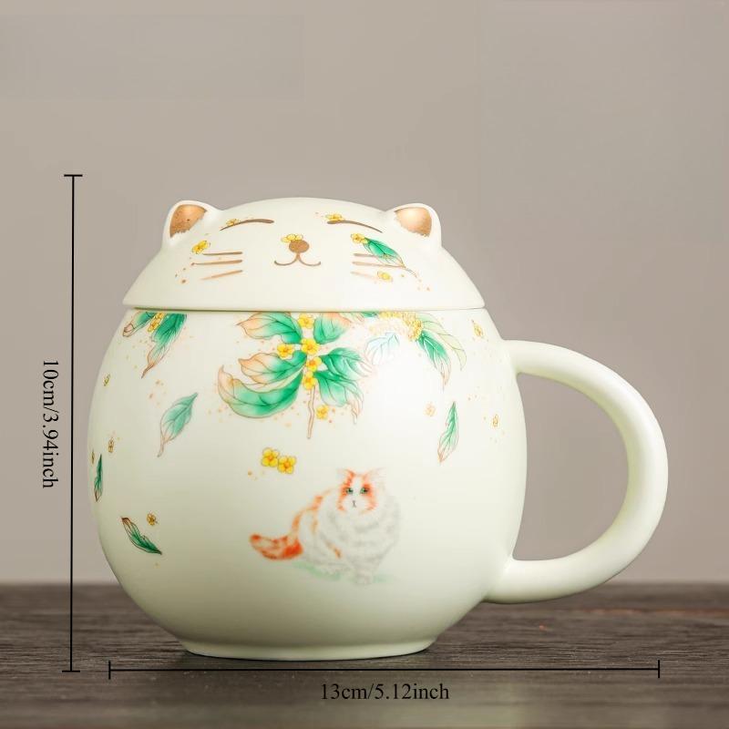 

Osmanthus Cat Ceramic Cap Filter Office Home Tea Separation Cup High Beauty Personal Use Masters Cup 200-400ml