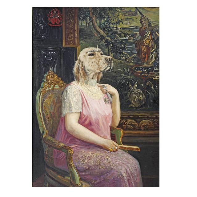 Abstract Vintage Dog Jazz Fashion Lady Canvas Painting Wall Art Pictures Posters and Prints for Living Bedroom Home Decoration No Frame