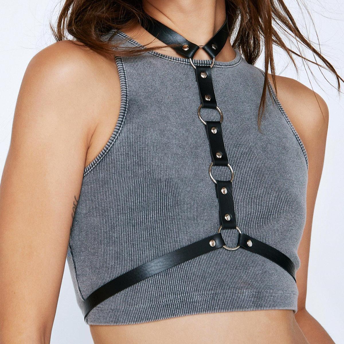 Damen Sexy Pentagramm Körperkette Schmuck Sexy Taillengürtel Mit Ketten Festival Mode Party Schmuck Für Damen Gothic Accessoires gray