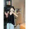 Kumikumi Sweet Style Wooden Ear V-neck Cami Women clothes Summer Chic Chic All-Match Sleeveless Top