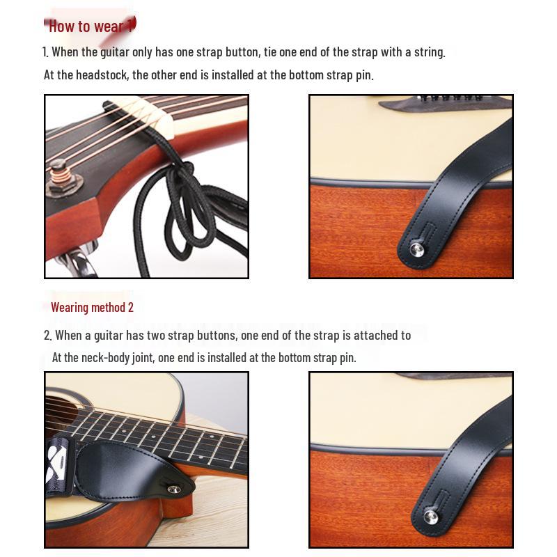 Acoustic & Electric No-Hole Anti-Drop Guitar and Bass Shoulder Strap