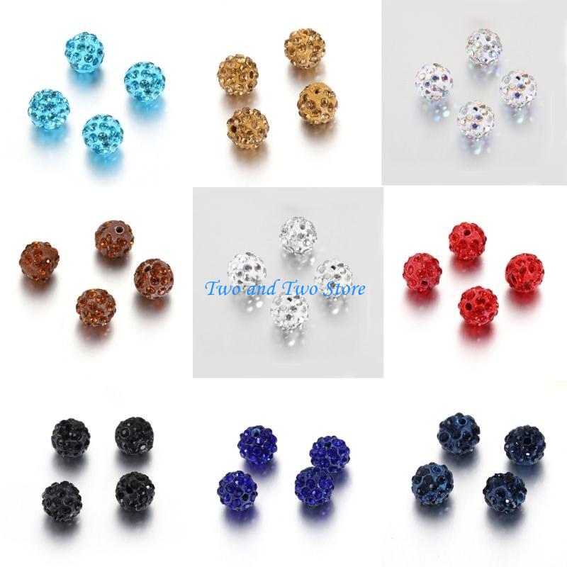 HX6F 100pcs 10mm Disco Ball Clay Beads Round Diamond Clay Bead Jewelry Craft Supplies