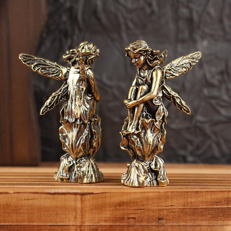 Retro měděná socha boha lásky Socha Amora Malé ozdoby Mosazné figurky andělů Dekorace na plochu Domácí dekorace Příslušenství do pokoje