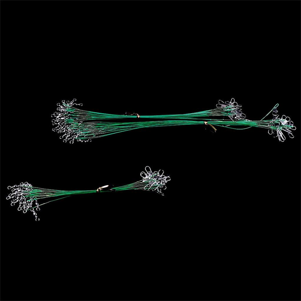 50Pcs 15cm/20cm/25cm High Strength Fishing Wire Leaders Heavy Duty Fishing Stainless Wire Leaders with Swivels and Snaps