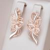 Unique Glossy Long English Earrings For Women Fashion  Rose Gold Color Metal Flower High Quality Daily Fine Jewelry