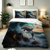 Dolphin Duvet Cover with Pillowcases 75*50cm for Kids Boys Girls, 2 Pieces Soft Microfiber Dolphin Bedding Set for Room Decor