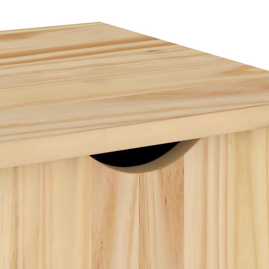 Mobile Storage Cabinet in Brown 34 x 39 x 65.5 cm Solid Pine Wood