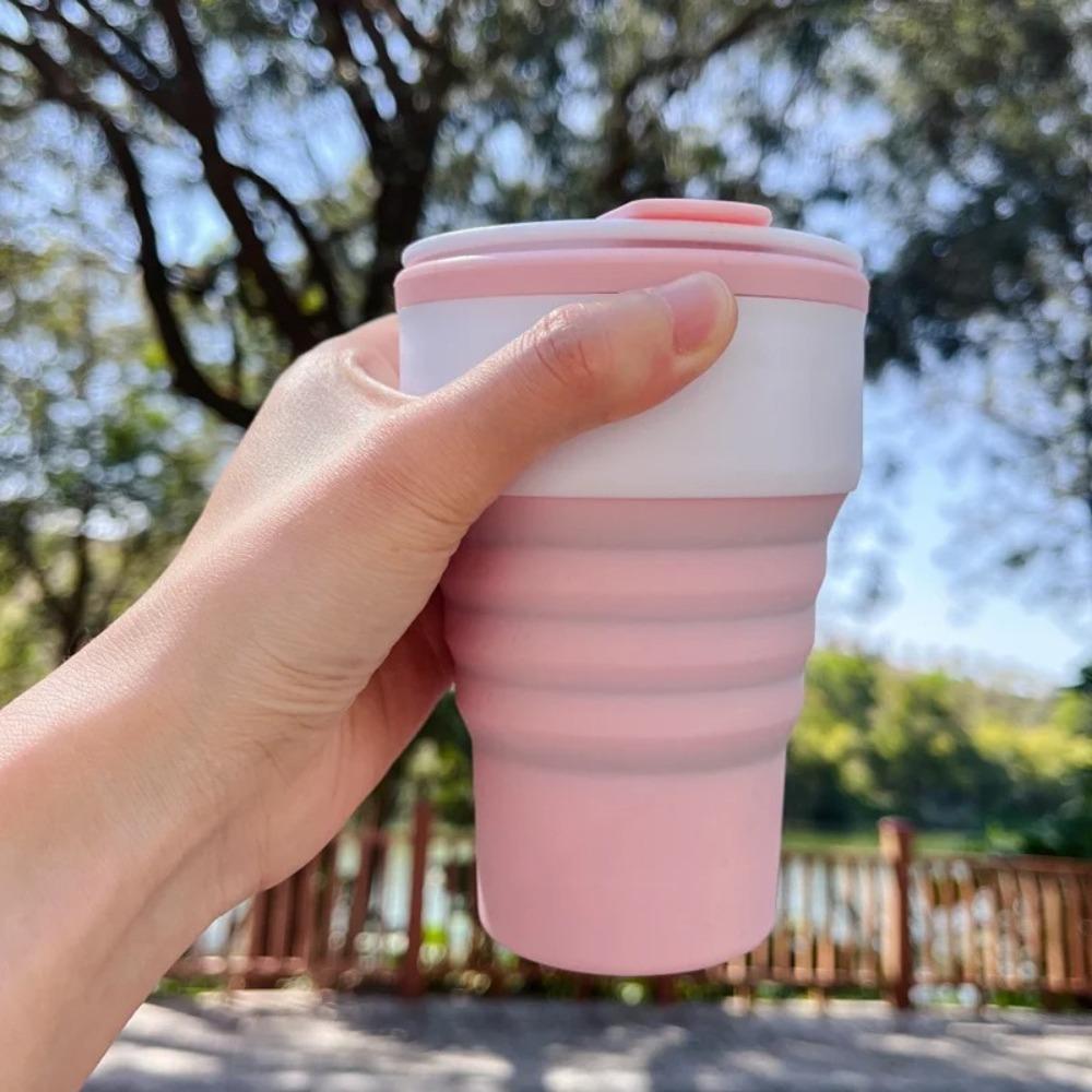 Silicone Folding Coffee Cup 375ml Portable Travel Tumbler Collapsible Cups with Lid  Kitchen