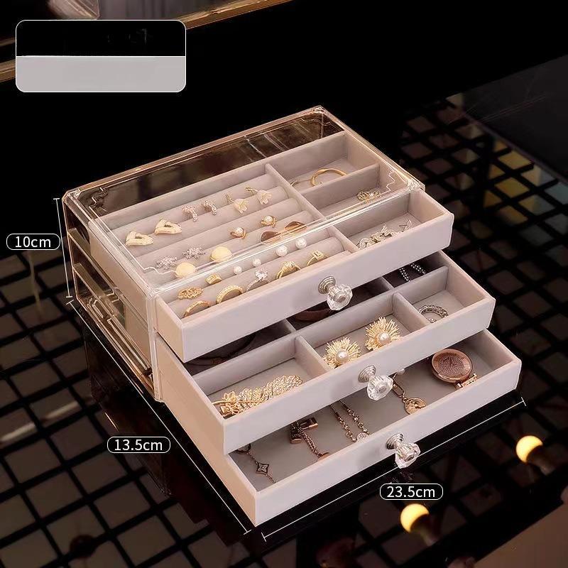 Multi-layer Jewelry Storage Box, Transparent High-end Ring, Stud Earrings, Necklace, Storage Display Rack, Drawer, Jewelry Box.