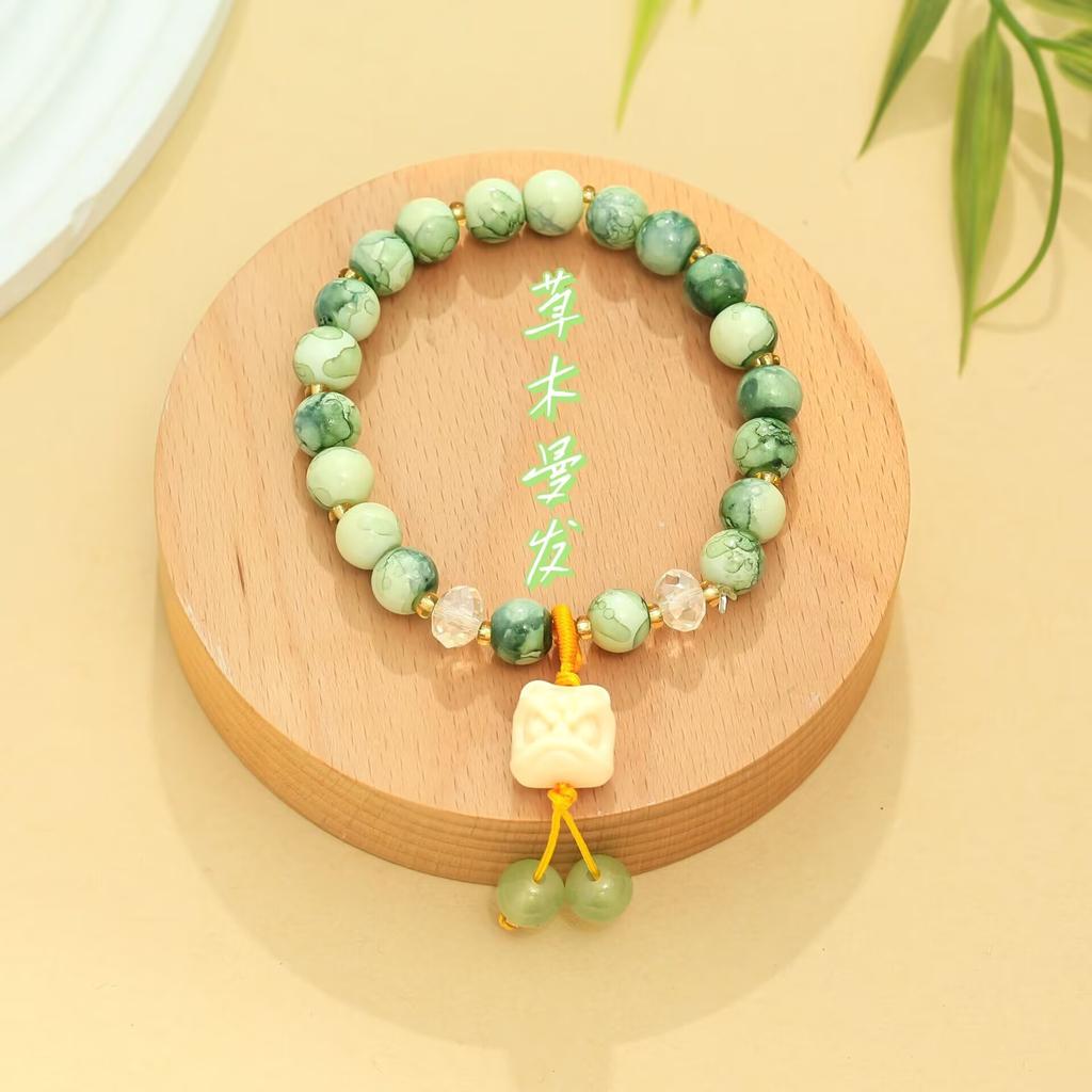 Dopamine glass beaded lion bracelet summer new girlfriend bracelet sweet small fresh candy color women's jewelry