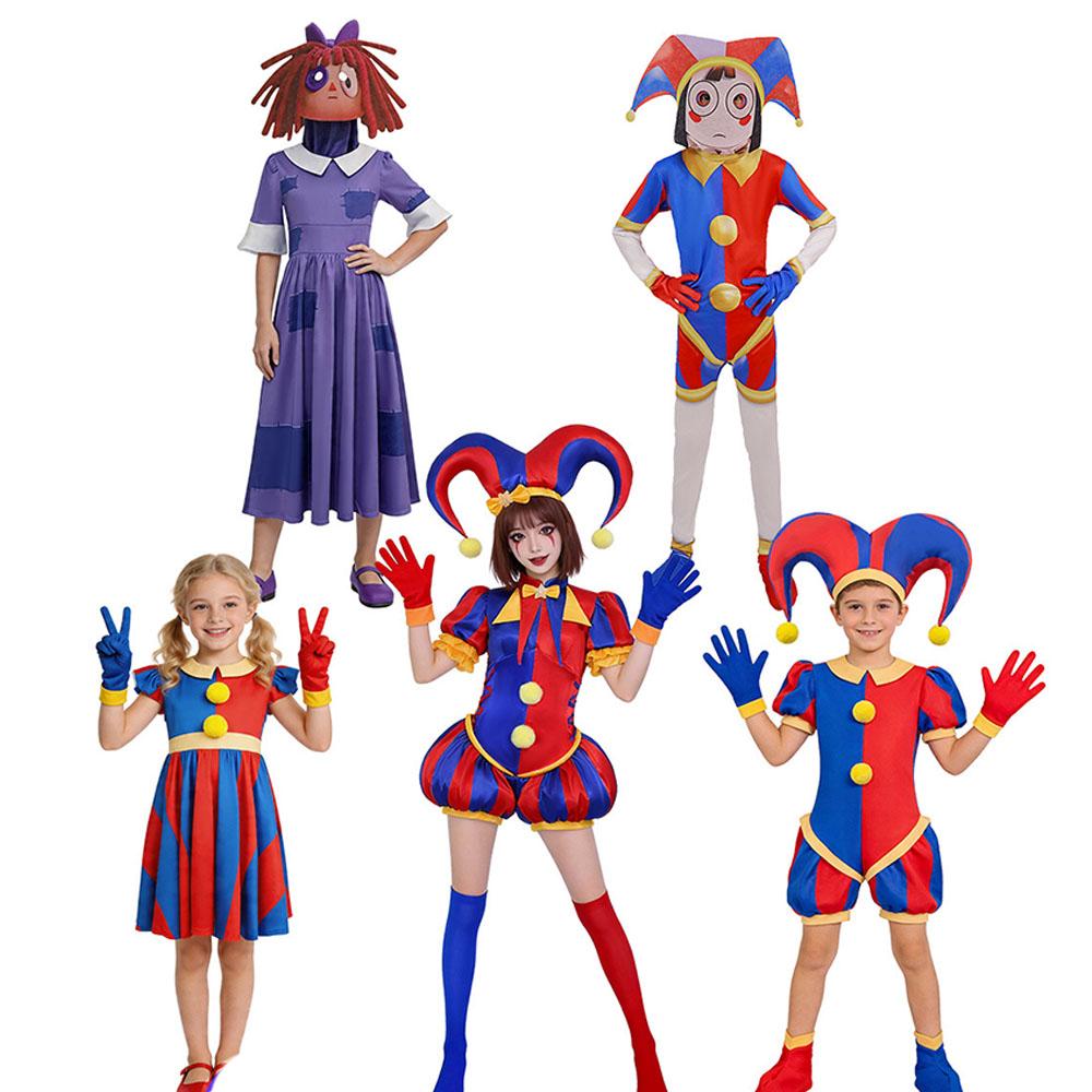 L'incredibile Circo Digitale Pomni Costume Cosplay 13 Stili Bambini Adulti Outfit da Clown Halloween Carnevale Tuta per Esibizioni sul Palco
