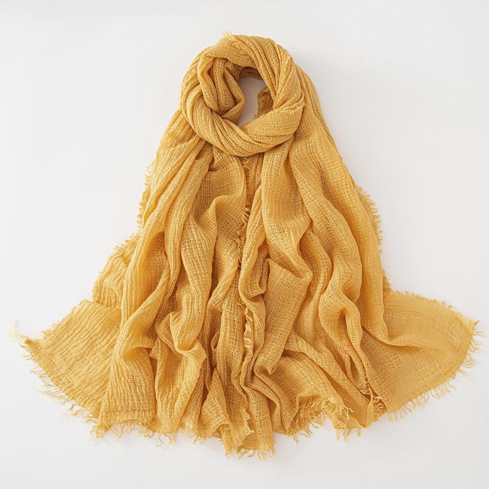 New Cotton Linen Gauze Scarf For Women Girls Spring Autumn Solid Scarves Soft Pashmina Foulard Simple Retro Beard Wrap Shawls