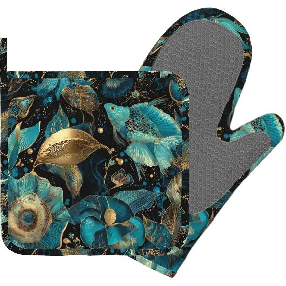 Day of The Dead Oven Mitt and Pot Holder with Silicone Heat Resistant Kitchen for Cooking BBQ Baking Grilling Cooking Protection