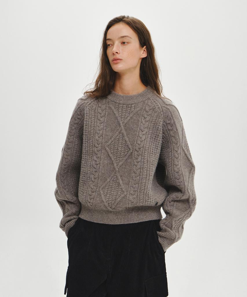 HELEMENT Women'S Cable Knit (Brown)