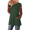 Women's Striped Printed Round-neck Long-sleeved Top With Pockets And Side Slits
