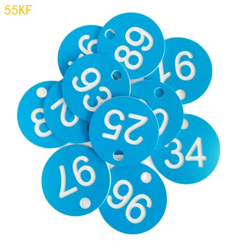 55KF Nummernanhänger 1-100 mit Loch Beschriftungsanhänger für Schlüssel von Wohnheimschränken