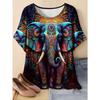 Creative Elephant Pattern 3D Printed Round Neck Short Sleeved Women's T-shirt