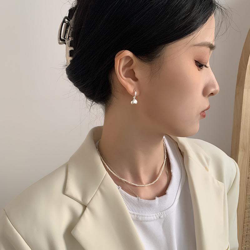 Glossy Love Stud Earrings Women's Simple and Small Heart-shaped Earrings Autumn Daily Work Commuting Earrings