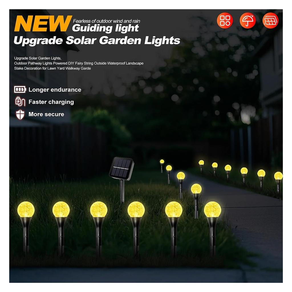 30-LED Crystal Bubble Ball String Lights Outdoor Solar Garden Lights for Lawn Patio Landscape Stake Lamps