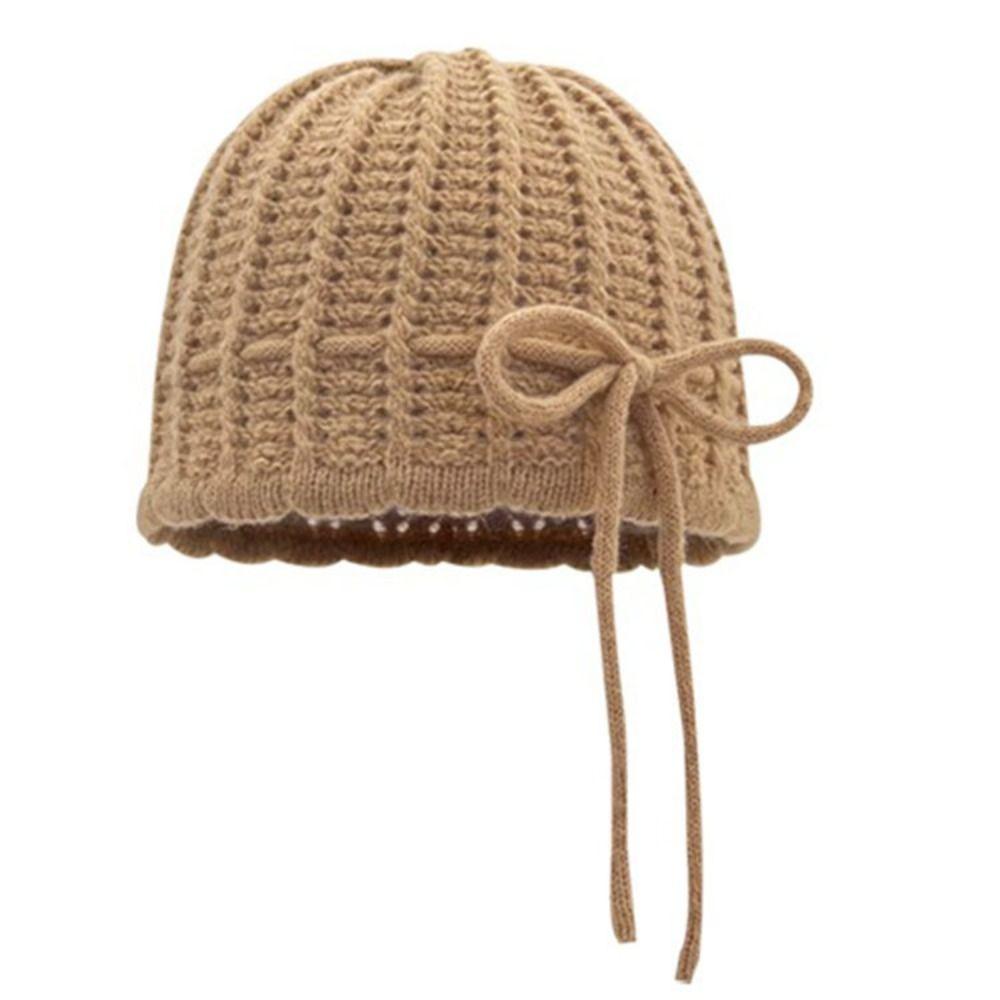 Korean Style Bow Knitted Hat All-match Brimless Beanie Cap Personality Crochet Pullover Cap Spring