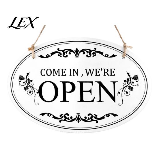 Open Closed Sign for Business Wooden Sign, Double-Sided Hanging Door with Vintage Outdoor Hours Frame, Waterproof Storefront Indicator, Retro