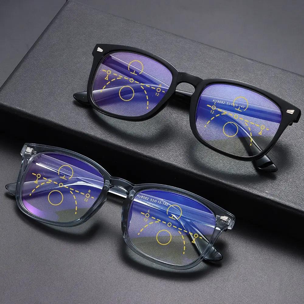Multifocal Reading Glasses Readers Computer Anti Blue Light Ryrglasses Progressive Multifocus Eyewear for Women Men Square